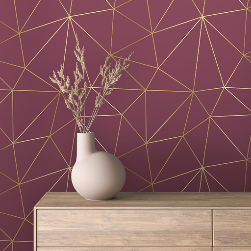 Polygone in Gold auf Bordeaux