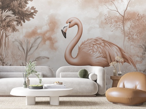Rosa Flamingo in Tropenlandschaft