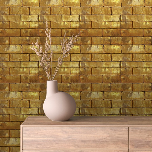 Backsteinwand in Gold, metallisch