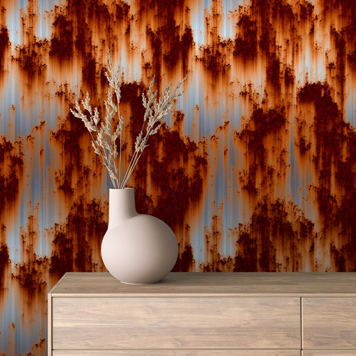 Metall in Orange-Blau, rostig
