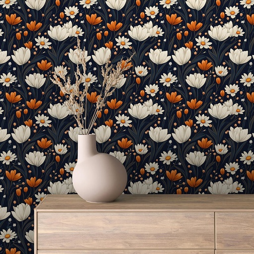 Blumenmuster in Marine