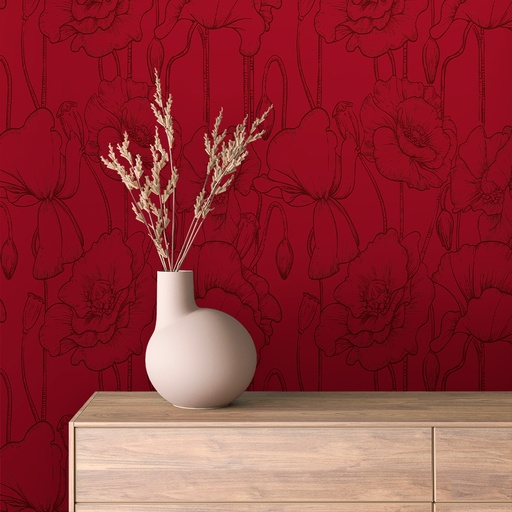 Blumenmuster in Rot, handgezeichnet