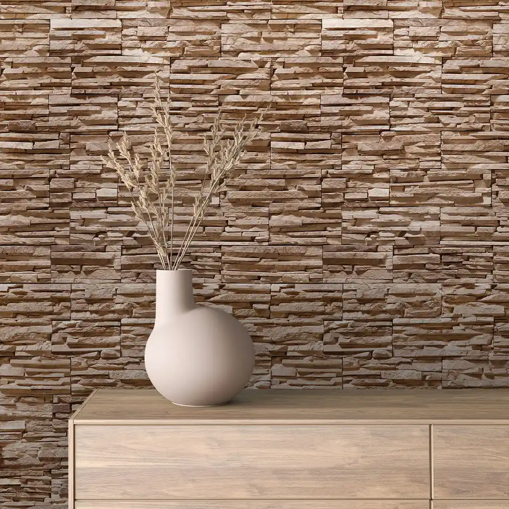 Naturstein in Beige, strukturiert