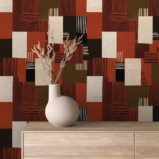 Geometrisches Muster in Rot-Braun, Retro