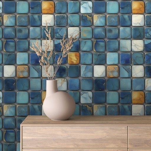 Mosaik in Türkis-Blau, strukturiert