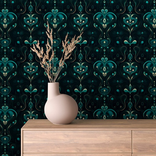 Jugendstil in Petrol, verziert