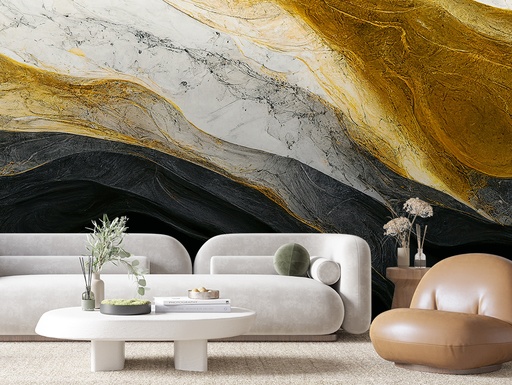 Gold-Schwarz Marmor, abstrakt