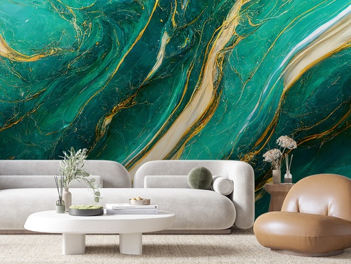 Petrol-Gold Marmor, abstrakt
